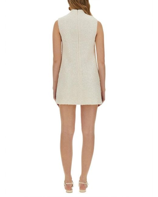 Self-Portrait Natural Mini Dress With Floral Pattern