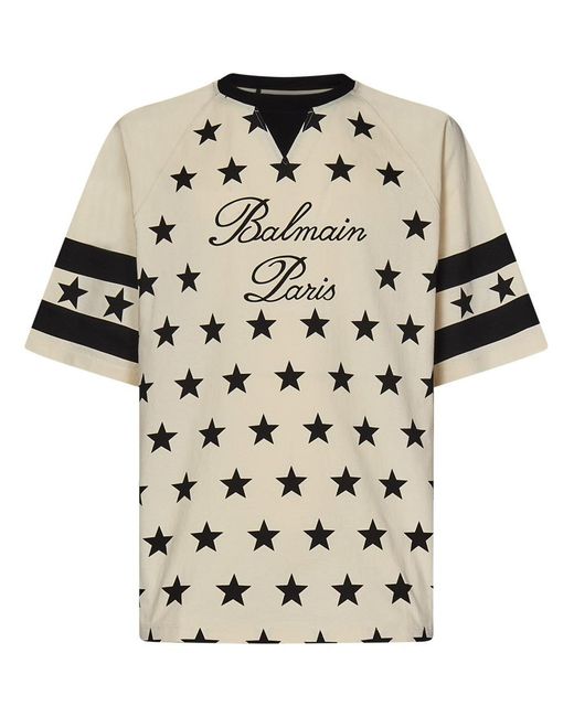 Balmain Natural Signature Star T-Shirt for men