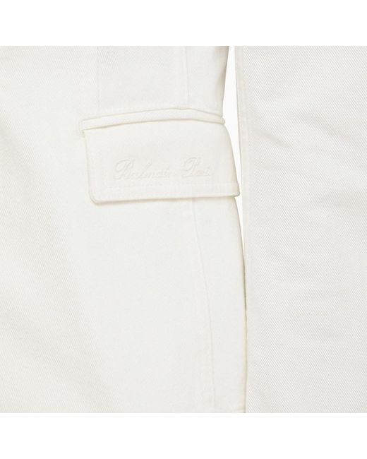 Balmain White Double Breasted Cotton Jacket