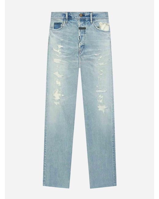 Fear of God Eternal Blue Straight Cotton Jeans for men