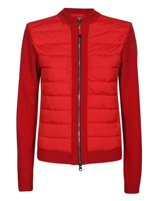 Parajumpers Red Theresa Padded Panel Knitted Jacket