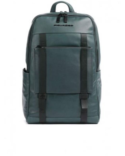 Piquadro Green Leather Laptop Backpack 14" Bags