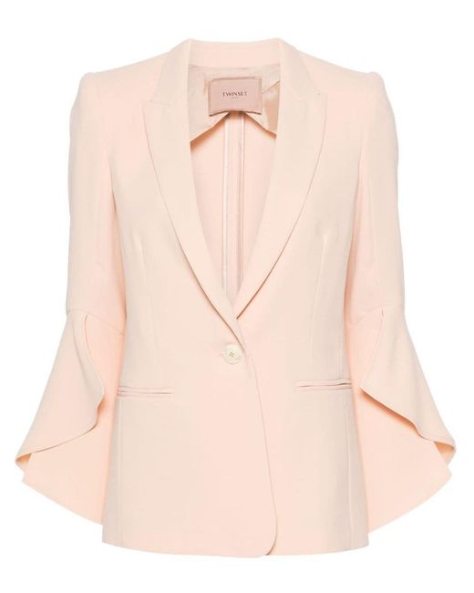 Twin Set Pink Blazer With Flounced Sleeves