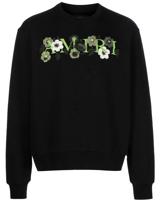 Amiri Flower Crewneck Sweater in Black for Men | Lyst
