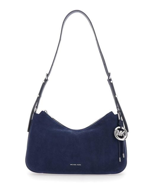 MICHAEL Michael Kors Blue 'Nolita Medium' Shoulder Bag With Logo Charm And Adjustable Shoulder Strap