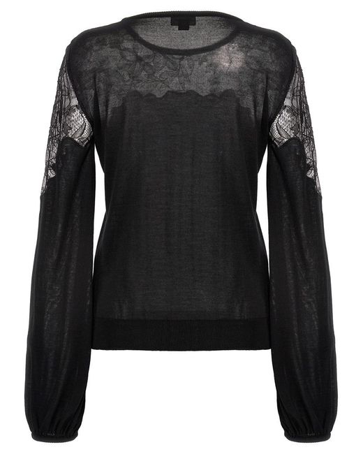 Giambattista Valli Black Lace Insert Blouse Shirt, Blouse