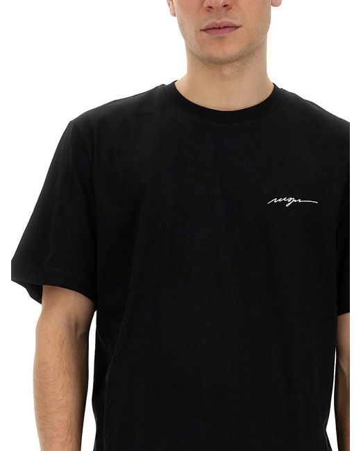 MSGM Black T-Shirt With Logo for men