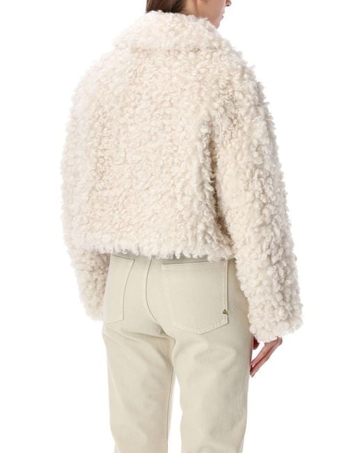 Stand Studio Natural Samara Curly Faux Fur Jacket