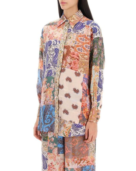 Zimmermann Multicolor Devi Manstyle Silk Shirt