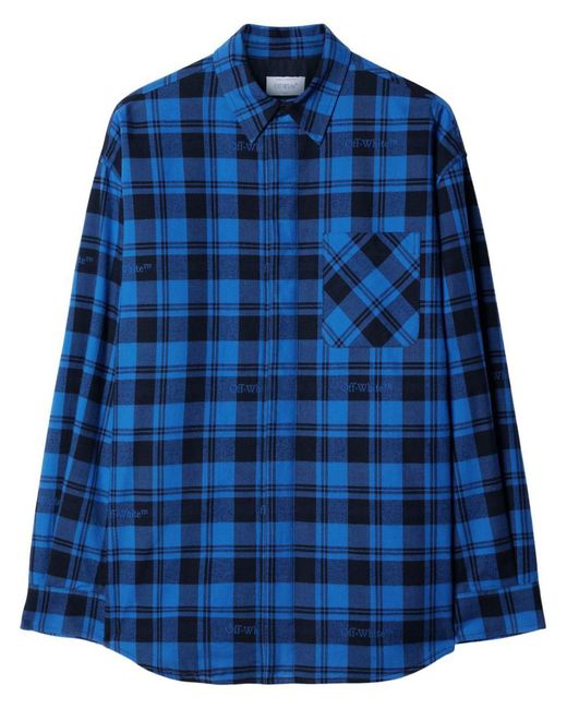 Off-White c/o Virgil Abloh Blue Checked Flannel Shirt for men