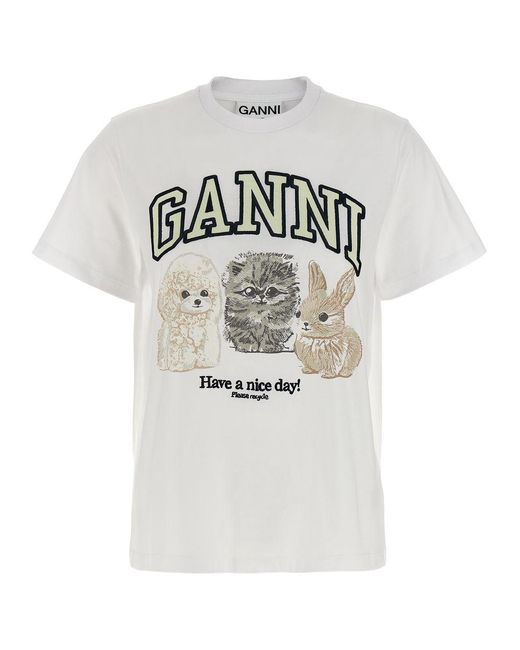 Ganni Gray T-Shirts And Polos