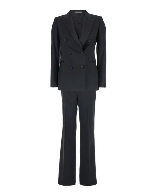 Tagliatore Black Double-Breasted Suit With Peak Revers