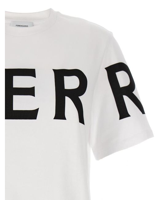 Ferragamo White Logo Print T-shirt
