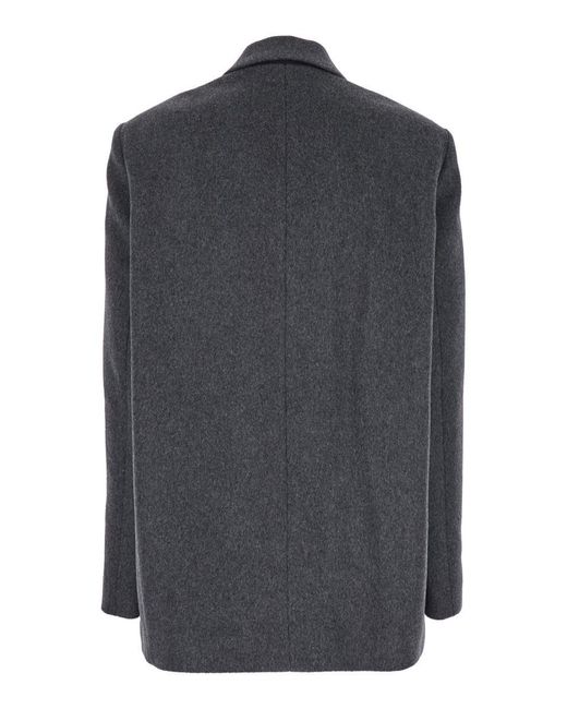 Rohe Gray Double-Breasted Jacket With Notched Revers