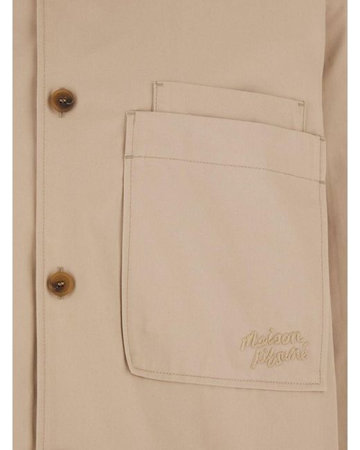 Maison Kitsuné Natural Cotton Gabardine Overshirt for men