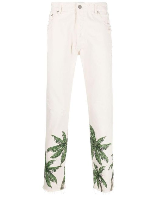 Palm Angels White Five-Pocket Jeans for men