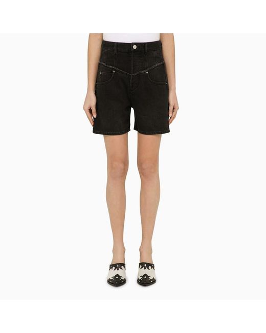 Isabel Marant Black Cotton Denim Shorts
