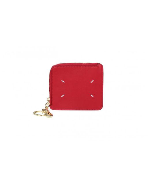 Maison Margiela Red Leather Key Chain Wallet