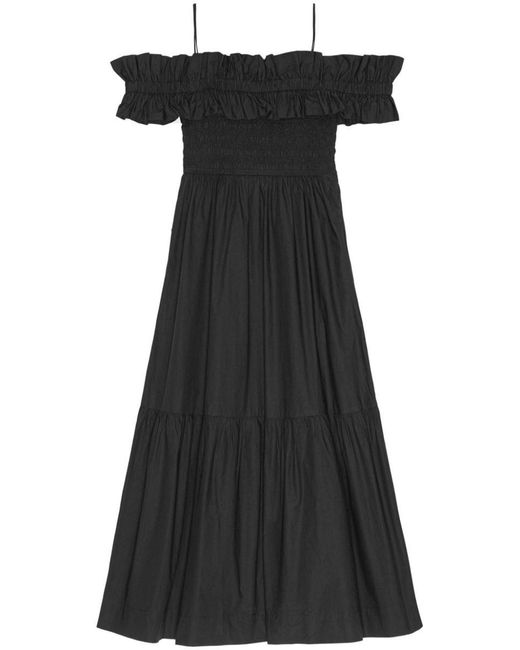 Ganni Black Off-The-Shoulder Dress