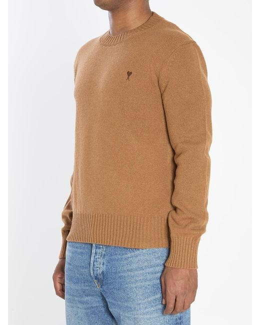 AMI Blue Ami De Coeur Crew Neck Sweater for men