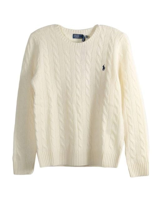 Ralph Lauren Natural Cable Wool And Cashmere Crewneck Jumper