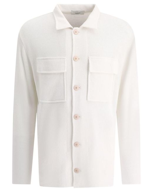Lardini White Overshirt With Chest Pockets for men