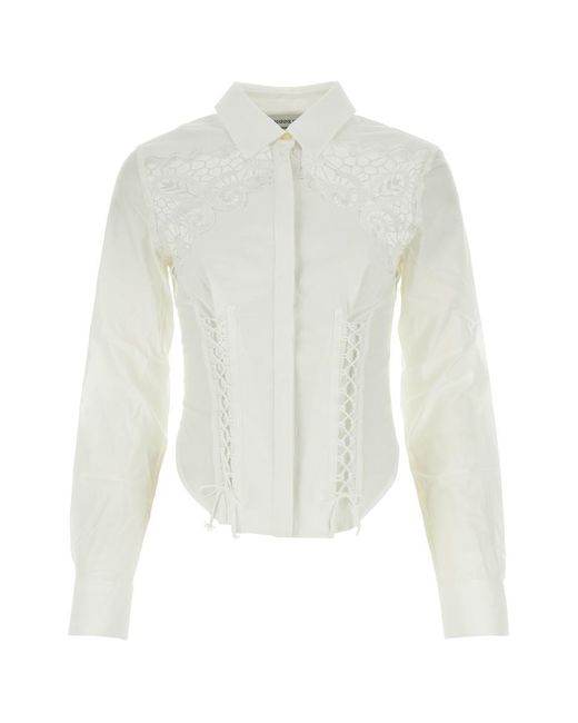 MARINE SERRE White Embroidered Long-sleeved Shirt