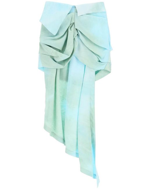 Off-White c/o Virgil Abloh Green Tie-dye Draped Mini Skirt