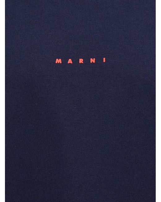 Marni Blue Logo Print Sweatshirt for men