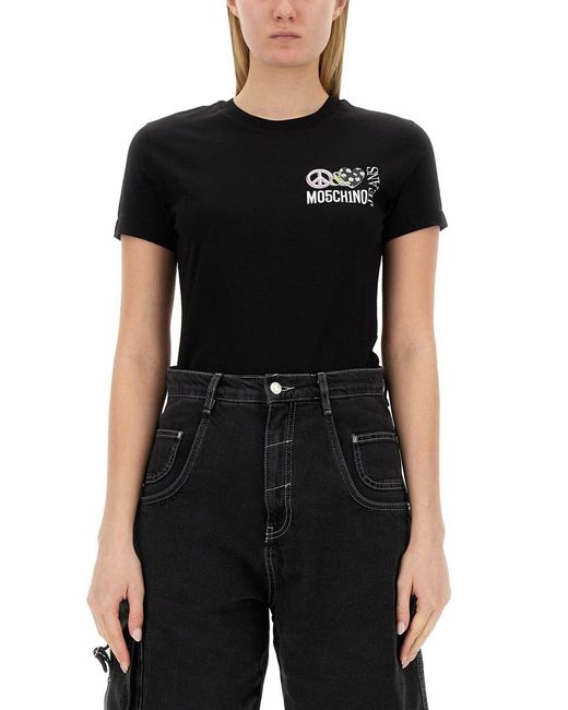 Moschino Jeans Black T-shirt With Logo