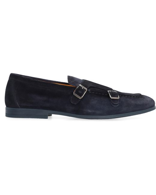 Doucal's Black Duke Suede Monk-Strap Shoes for men