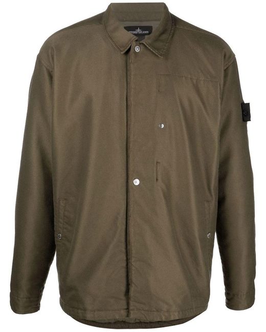 Stone Island Shadow Project Green Long-sleeve Cotton Shirt Jacket for men