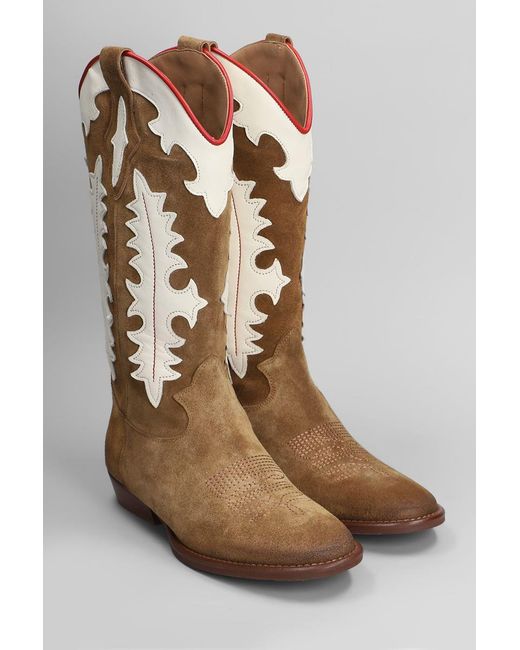 GISÉL MOIRÉ Brown Kansas Texan Boots