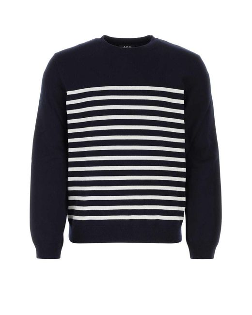 A.P.C. Blue Embroidered Cashmere And Cotton Sweater for men