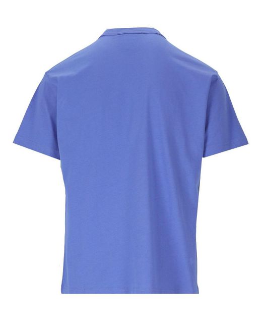 Versace Blue Logo Cotton Classic-fit Short-sleeve T-shirt for men