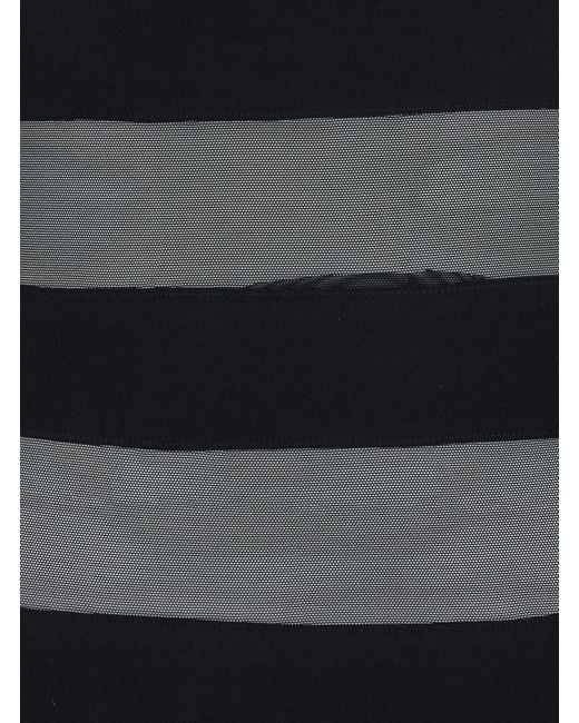 Norma Kamali Black Long Dress With Semi-sheer Design And Flared Skirt In Tech Fabric Woman