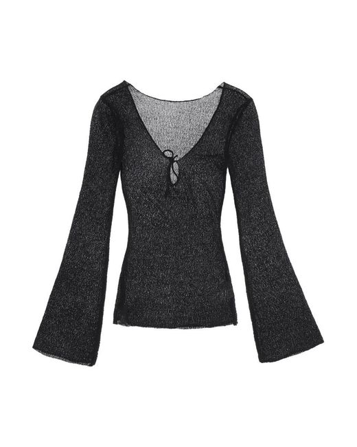 Paloma Wool Black "Lightweight Knit Top With Bow Detail