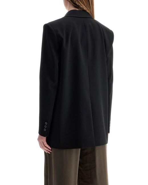 ANDAMANE Black Blazer In Poliestere E Lana Nero Oversize Monopetto Con Scollo A V
