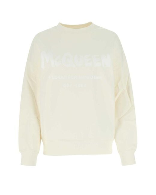 Alexander McQueen White Ivory Cotton Oversize Sweatshirt