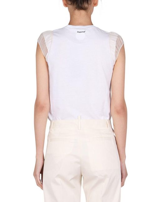 DSquared² White Dsquared Logo Print T-Shirt
