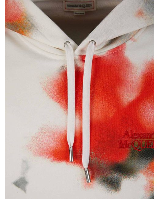 Alexander McQueen Red Hoodie Printed Sweatshirt for men