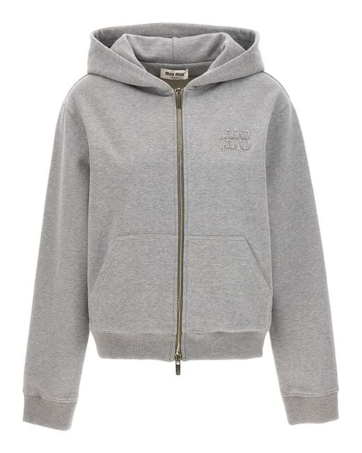 Miu Miu Gray Logo Hoodie