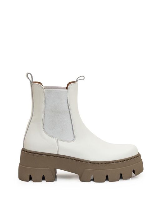 Ennequadro White Leather Boot