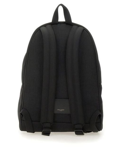 Saint Laurent Black City Backpack Made Of Econylâ, Soft Leather And Nylon for men