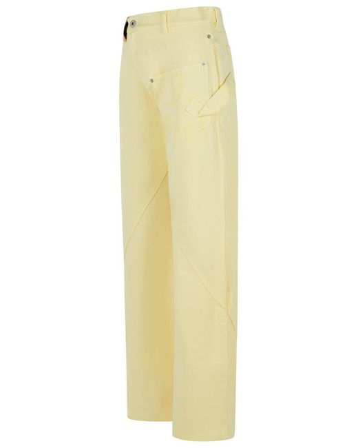 J.W. Anderson Yellow Workwear' Cotton Pants With Twisted Leg