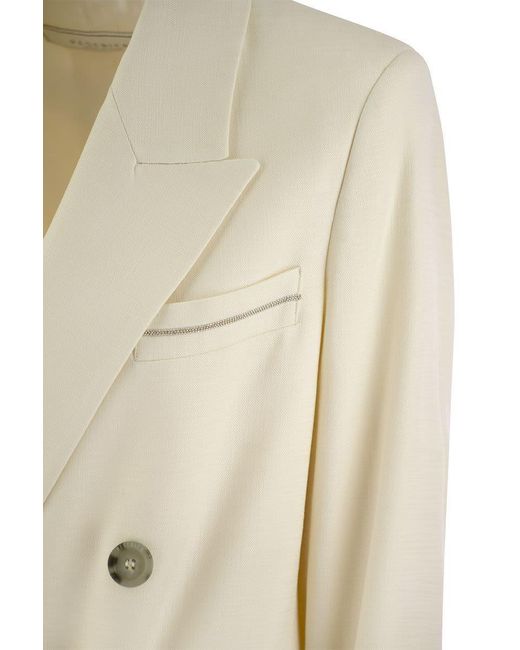 Peserico Natural Viscose Blend Double-breasted Blazer