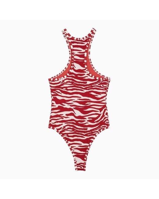 The Attico Red Zebra Print One-Piece Swimming Costume