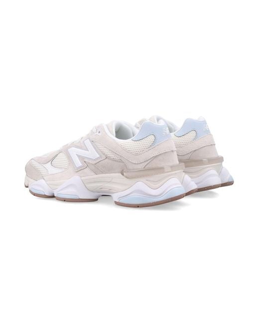 New Balance White 9060 Suede Mesh Sneakers