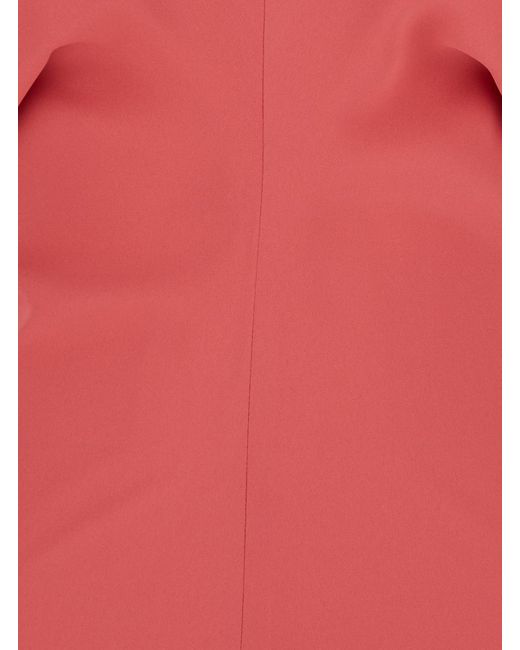 Plain Red Dress With V Neck And Short Sleeves