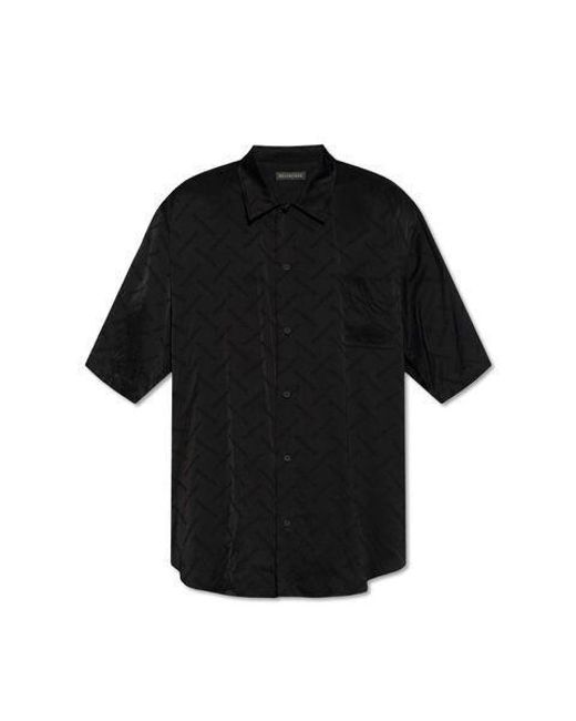 Balenciaga Black Satin Shirt With Logo, for men